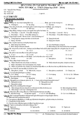 Đề cương ôn tập kiềm tra học kỳ I môn Tin học 6 Vnen (năm học 2015 2016)